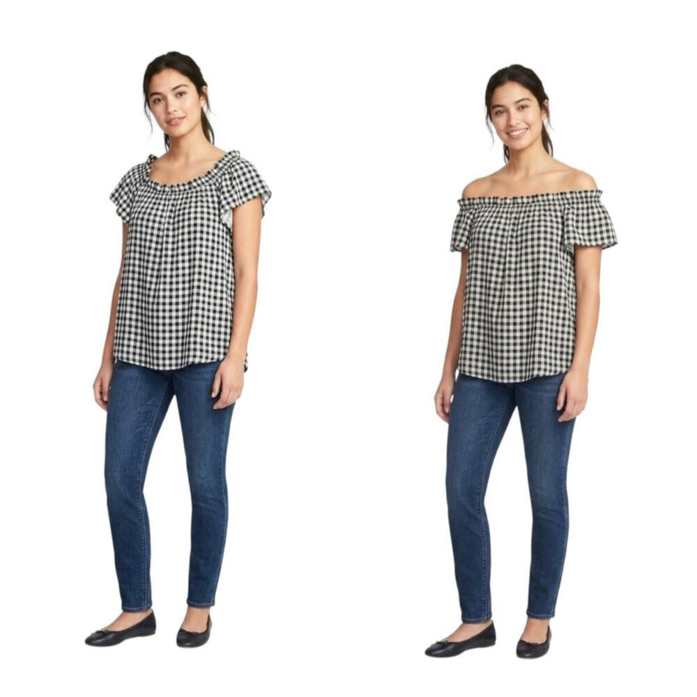 Signature Studio black & white gingham blouse NWT size 1X